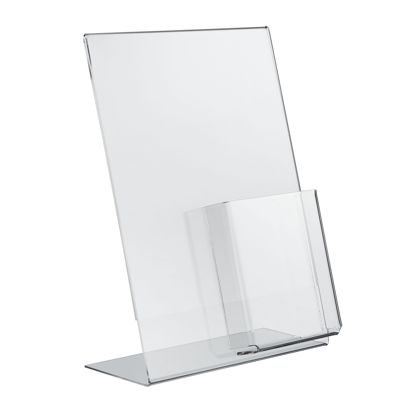 L-Aufsteller mit Extrafach PREMIUM, Acryl A4 + 1/3 A4  | Hochformat 