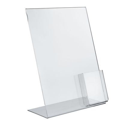 L-Aufsteller mit Extrafach PREMIUM, Acryl A3 + 1/3A4  | Hochformat 