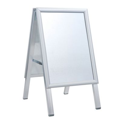 Kundenstopper SOLID-STOP A3 Outdoor, 25 mm Profil, Gehrungsecken Hochformat  | silber 