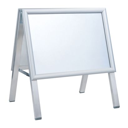 Kundenstopper SOLID-STOP A3 Outdoor, 25 mm Profil, Gehrungsecken Querformat | silber
