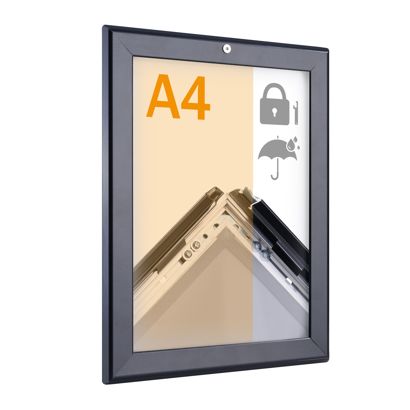 Klapprahmen A4, abschließbar, wetterfest, schwarz