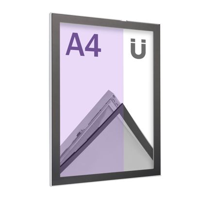 Magnet Posterrahmen, A4, Gehrung, einseitig, silber/schwarz A4 210 x 297 mm