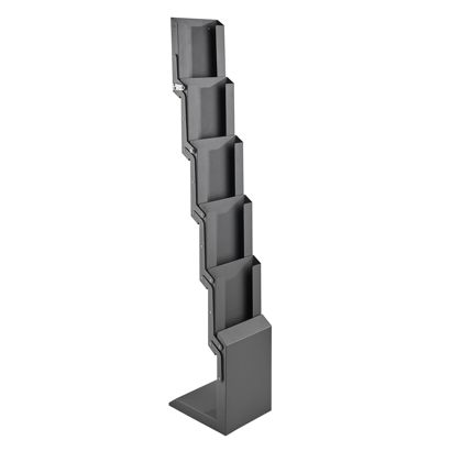 Prospektständer CONCORD faltbar, 5x A4 mit Tasche, silber 