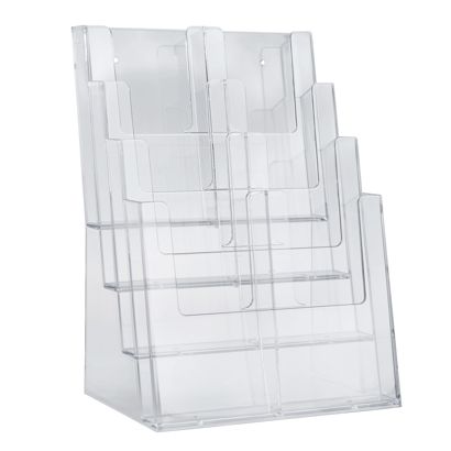 Prospekthalter, Polystyrol, hoch, Taymar 4 x A4 + 1/3 A4 