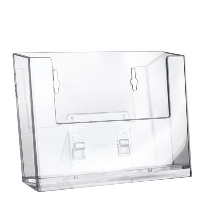 Prospekthalter Wand/ Stand, Polystyrol, Taymar 1 x A6  | Querformat 