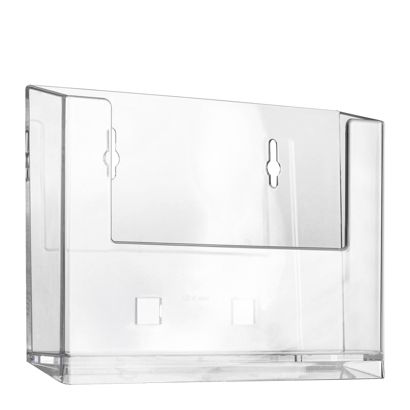 Wandprospekthalter, Polystyrol, transparent, Taymar 1 x A6  | Querformat 
