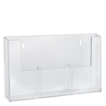 Wandprospekthalter, Fächer parallel, Polystyrol, transparent, Taymar 2 x 1/3 A4 