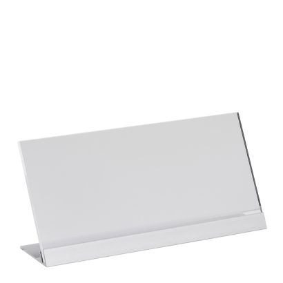 L-Aufsteller Acryl mit Aluminiumfuß transparent, silber | 1/3 A4 (100 x 210 mm)