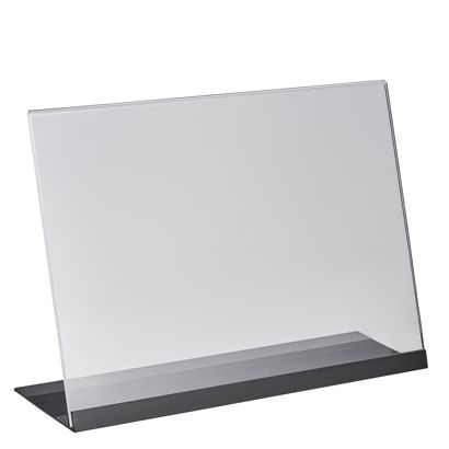 L-Aufsteller Acryl mit Aluminiumfuß transparent, schwarz | A4