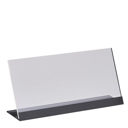 L-Aufsteller Acryl mit Aluminiumfuß 1/3 A4 (100 x 210 mm)  | transparent|schwarz 
