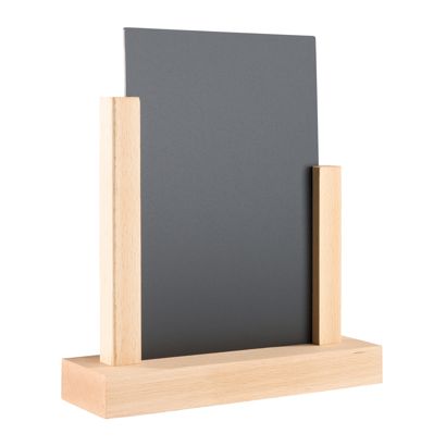 Holz Tischaufsteller mit Kreidetafel A5  | Buche|schwarz 