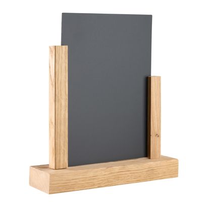 Holz Tischaufsteller mit Kreidetafel Eiche, schwarz | A5