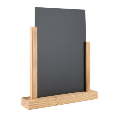Holz Tischaufsteller mit Kreidetafel Eiche, schwarz | A4