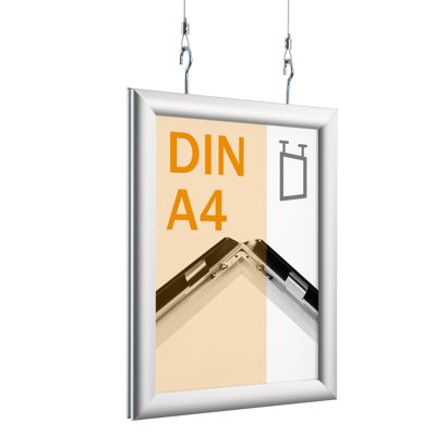 Klapprahmen doppelseitig A4, mit Deckenabhängung, silber 