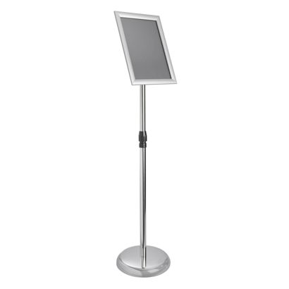 Infoständer A4 ELEVATE höhenverstellbar mit Klapprahmen silber  | Gehrung 