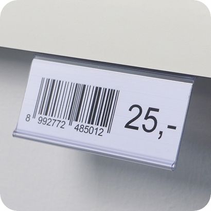 Scannerschiene HE, selbstklebend, 15° Lesewinkel 39 mm | 90 mm | transparent  | zum Kleben (Standardklebeband)  | Kleber oben 