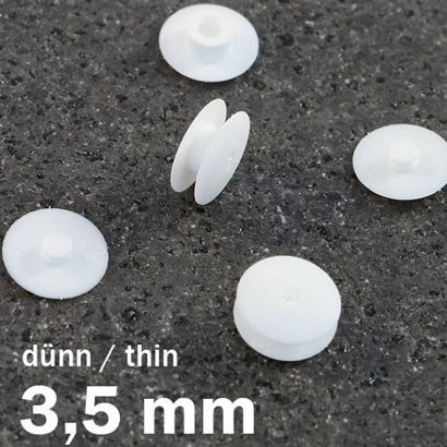 Druckösen Kunststoff, dünne Ausführung weiß  | 3.5 mm | 10 mm