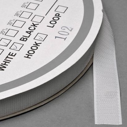 Klettband zum Nähen, Haken (Rolle mit 25 m) 20 mm | weiß 