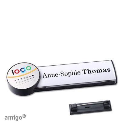 Namensschilder amigo® alu-print Nadel anthrazit  | circle  | anthrazit  | silber 