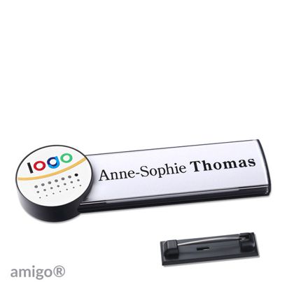 Namensschilder amigo® alu-print Nadel anthrazit  | circle  | anthrazit  | weiß 