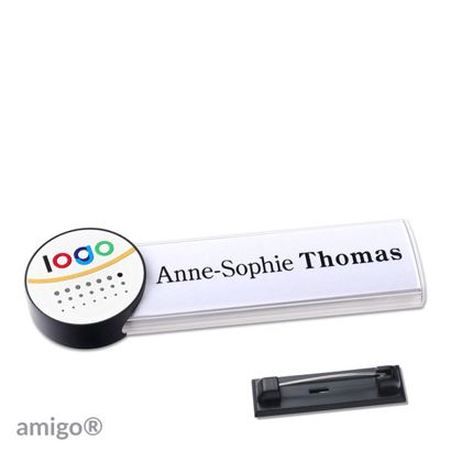 Namensschilder amigo® alu-print Nadel weiß  | circle  | anthrazit  | weiß 