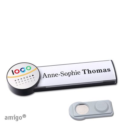 Namensschilder amigo® alu-print Magnet anthrazit  | smag® Magnet  | circle  | anthrazit  | silber 