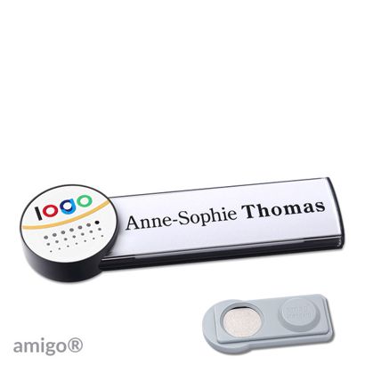 Namensschilder amigo® alu-print Magnet anthrazit  | smag® Magnet  | circle  | anthrazit  | weiß 