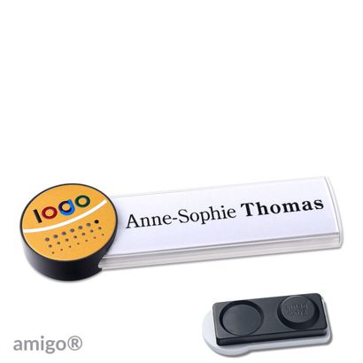 Namensschilder amigo® alu-print Magnet weiß  | smag® Magnet, extra stark  | circle  | anthrazit  | gold 
