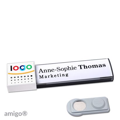 Namensschilder amigo alu-print Magnet anthrazit | smag Magnet | square | weiß | weiß