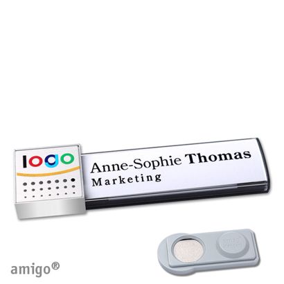 Namensschilder amigo® alu-print Magnet anthrazit  | smag® Magnet  | square  | edelstahl  | silber 