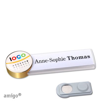 Namensschilder amigo® doming Magnet weiß  | smag® Magnet  | circle  | gold  |  