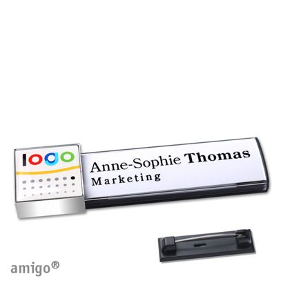 Namensschilder amigo® doming Nadel anthrazit  | square  | chrom  |  