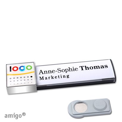 Namensschilder amigo® doming Magnet anthrazit  | smag® Magnet  | square  | chrom  |  