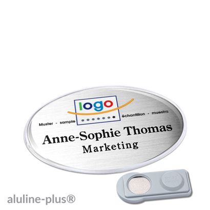 Namensschilder aluline-plus alu-print Magnet 65 x 43 mm | silber | smag Magnet