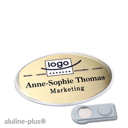 Namensschilder aluline-plus® alu-print Magnet 65 x 43 mm  | gold  | smag® Magnet 