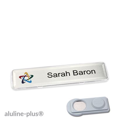 Namensschilder aluline-plus alu-print Magnet 68 x 16 mm | silber | smag Magnet