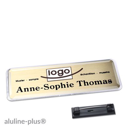 Namensschilder aluline-plus® alu-print Nadel 76 x 25 mm  | gold 