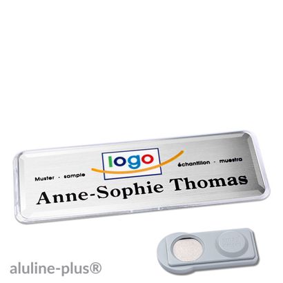 Namensschilder aluline-plus® alu-print Magnet 76 x 25 mm  | silber  | smag® Magnet 