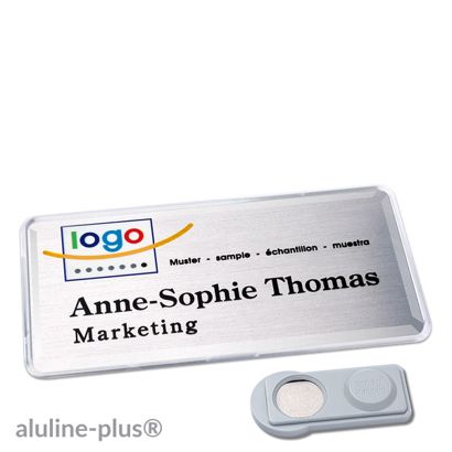 Namensschilder aluline-plus® alu-print Magnet 76 x 38 mm  | silber  | smag® Magnet 