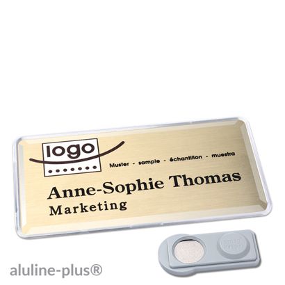 Namensschilder aluline-plus® alu-print Magnet 76 x 38 mm  | gold  | smag® Magnet 