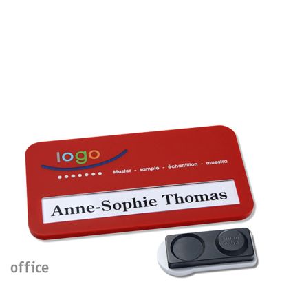 Namensschilder office color-print Magnet rot  | smag® Magnet, extra stark 