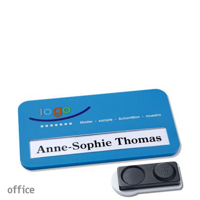 Namensschilder office color-print Magnet mittelblau  | smag® Magnet, extra stark 