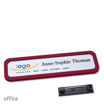 Namensschilder office quick-print Nadel 75 x 17 mm  | bordeauxviolett 