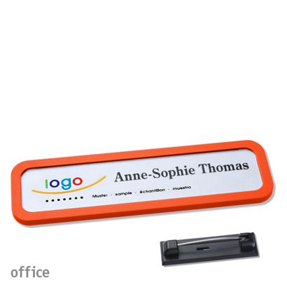 Namensschilder office quick-print Nadel 75 x 17 mm  | orange 