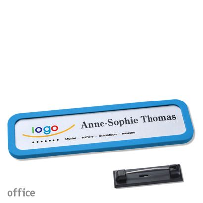Namensschilder office quick-print Nadel 75 x 17 mm  | mittelblau 