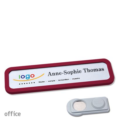 Namensschilder office quick-print Magnet 75 x 17 mm | bordeauxviolett | smag Magnet