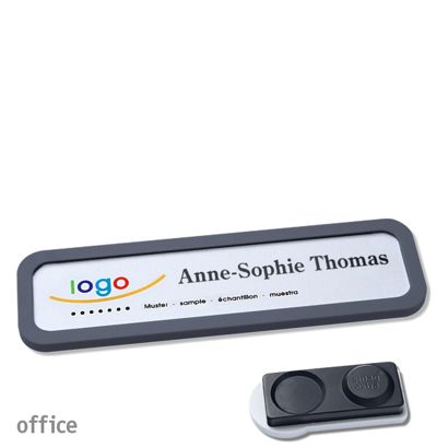 Namensschilder office quick-print Magnet 75 x 17 mm | anthrazit | smag Magnet, extra stark