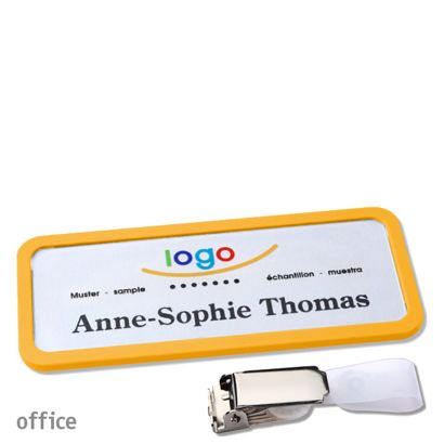 Namensschilder office quick-print Hängerclip 75 x 27 mm  | gelb  | Hängerclip 
