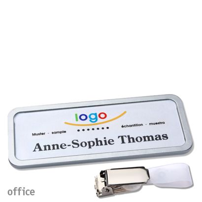 Namensschilder office quick-print Hängerclip 75 x 27 mm  | edelstahl  | Hängerclip 