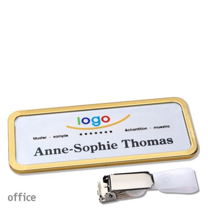 Namensschilder office quick-print Hängerclip 75 x 27 mm  | gold  | Hängerclip 